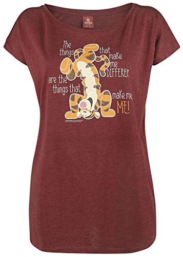 Winnie Pooh Tigger - Different Mujer Camiseta Rojo Jaspeado L, 60% algodón, 40% Viscosa, Ancho