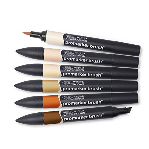 Winsor & Newton - Set de Rotuladores ProMarker Brush, 6 Unidades, Tonos Carne