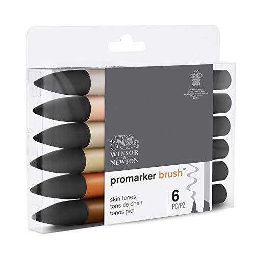 Winsor & Newton - Set de Rotuladores ProMarker Brush, 6 Unidades, Tonos Carne