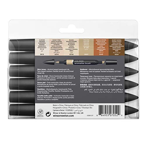 Winsor & Newton - Set de Rotuladores ProMarker Brush, 6 Unidades, Tonos Carne