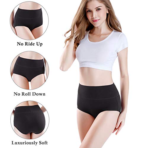 wirarpa Bragas Mujer Talle Alto Sin Costuras Pack de 4 Culotte Bambú Suave Braguitas Tallas Grandes Negro Talla M