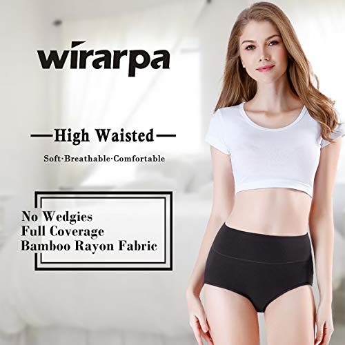 wirarpa Bragas Mujer Talle Alto Sin Costuras Pack de 4 Culotte Bambú Suave Braguitas Tallas Grandes Negro Talla M