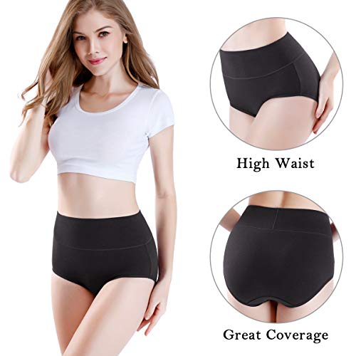 wirarpa Braguitas Culotte Algodón para Mujer Bragas de Cintura Alta Cómodo Faja Reductora Ajustan Pack de 4 Talla 40-42