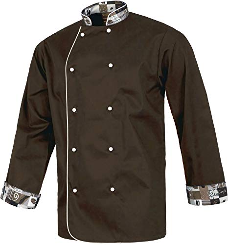 Work Team Chaqueta Cocinero con Botones de Seguridad, puños Combinado Estampado café. Hombre Marrã³n XL