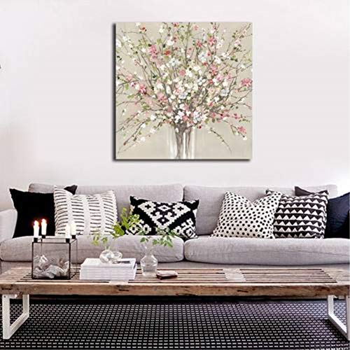 Wowdecor Cuadro de pared arte moderno lienzo impresiones – flores blancas Bud Plant Giclee imágenes impresas en lienzo, decoración de pared para el hogar, sala de estar, dormitorio – DIY marco, Large