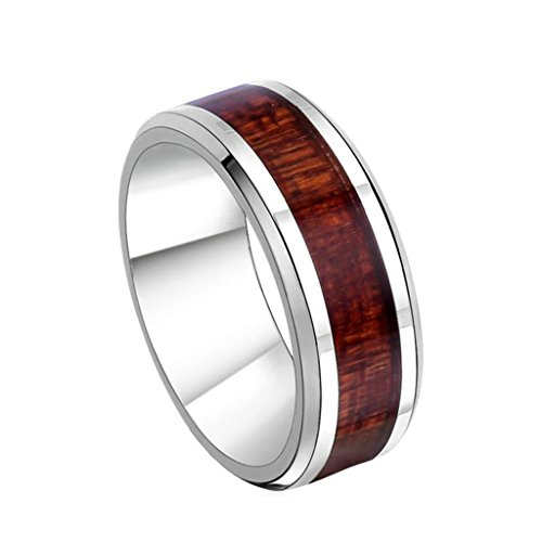 Xiangling joyería 8 mm Negro cerámica Anillos de Boda para Mujeres Acacia Koa incrustación de Madera Comfort fit