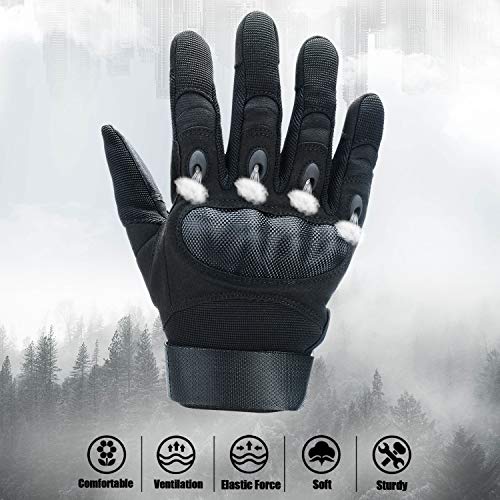 Xnuoyo Goma nudillo Duro Dedo Completo y Medio Dedo Guantes Guantes Protectores Guantes de Pantalla táctil para Motocicleta Ciclismo Caza Escalada Acampar Negro L