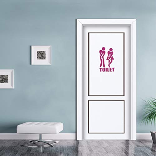 Yardwe Extraíble Hombre Mujer Baño Aseo WC Etiqueta de la Puerta de la Pared Aseo Impermeable Signo Tatuajes de Pared Mural Decoración del hogar (Violeta)