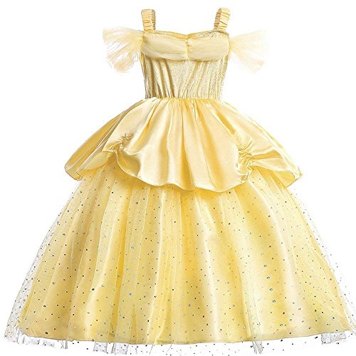 yeesn Disfraz de Princesa Belle para niñas, con Capas, para Vestir (3T)