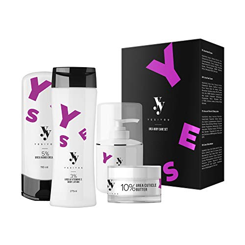 YES!YOU - Set de cuidado corporal con urea, incluye crema de manos, crema para pies, loción corporal y manteca para cutículas