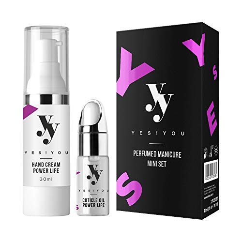 YES!YOU - Set de manicura perfumada con 2 minienvases, incluye un aceite para cutículas y una crema de manos Power Life