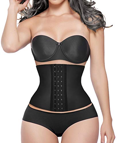 YIANNA Fajas Reductoras Adelgazante Mujer Waist Trainer Corset Reductor Cinturilla Moldeadora Latex Corsé Colombianas Negro, 110299 Size XS