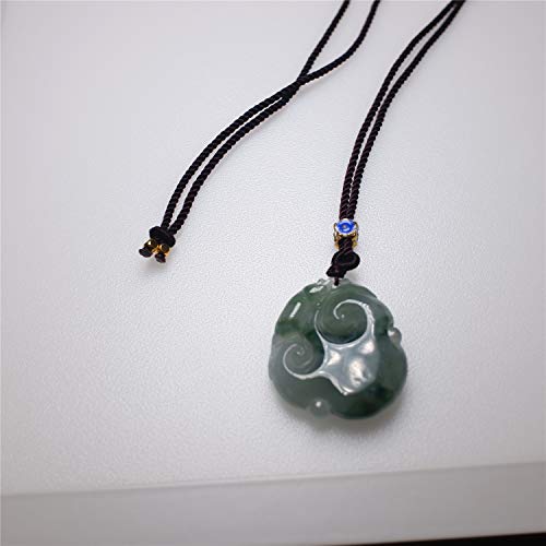 yigedan - Collar con Colgante de jadeita birmana de Grado A y Flor Azul de Jade, para Regalo