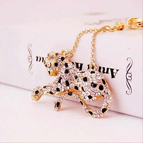 yishouhengcheng Llavero De Moda Creativo Guepardo Llavero Animal Metal Colgante Diamantes De Imitación Leopardo Llavero De Regalo para Hombres