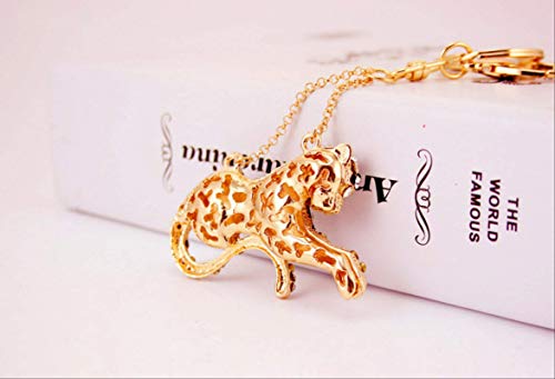 yishouhengcheng Llavero De Moda Creativo Guepardo Llavero Animal Metal Colgante Diamantes De Imitación Leopardo Llavero De Regalo para Hombres