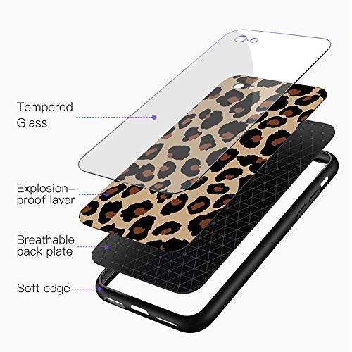 Yoedge Redmi Note 7 Funda, Resistente a los Arañazos Carcasa con Dibujos Animados Diseño [Bordes en Suave TPU Silicona] Híbrida Tempered Vidrio Case Cover para Xiaomi Redmi Note 7, Leopardo 2