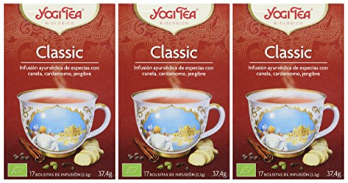 Yogi Tea Infusión de Hierbas Classic, pack de 3 x 17 bolsitas