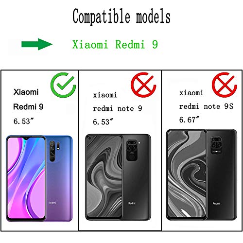 Yohii Funda Xiaomi Redmi 9 + Protector Pantalla de Cristal Templado, Piel PU Soporte Plegable Ranuras Cartera con Tapa Tarjetas Magnético Cuero Flip Carcasas, Case para Xiaomi Redmi 9 - Oro Rosa