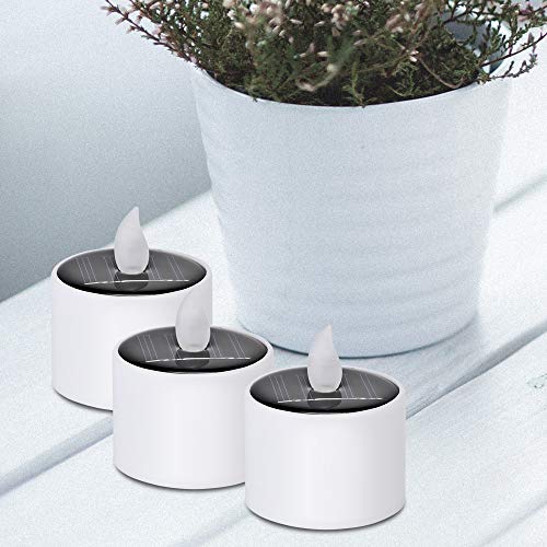 Youool 6PCS Velas Forma Energía Solar Luz LED Electrónica sin llama al aire libre Jardín Decoración Bombilla