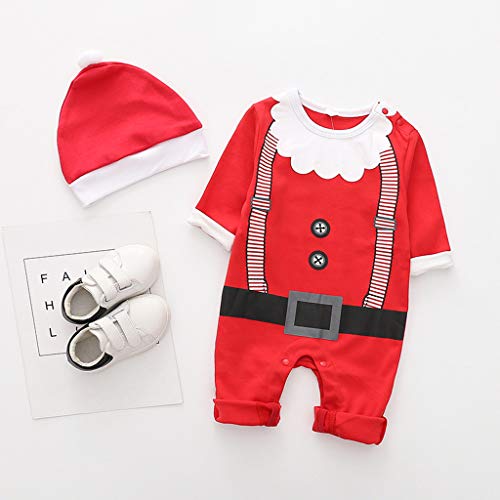 YWLINK Ropa de Bebe recién Nacido Traje de Navidad Navidad Dibujos Animados Sombrero Gorro Mameluco Mono Mono Mezcla de algodón Pijama Suave y cómodo 0-24 Meses Disfraz Divertido Lindo Juego de Roles