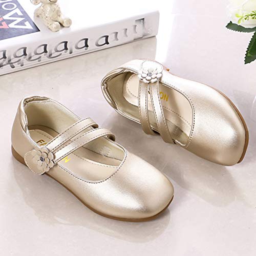YWLINK Zapatos para NiñOs,NiñAs De Los NiñOs Flores Dulces Zapatos PequeñOs Zapatos De Princesa Zapatos Solos Zapatos Frescos Zapatos De Princesa Zapatos De Baile(Oro,27EU)