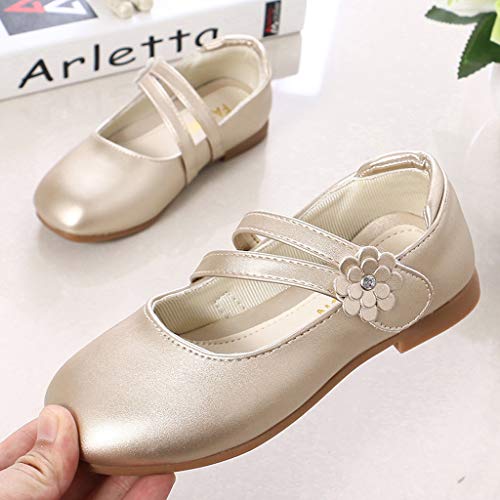 YWLINK Zapatos para NiñOs,NiñAs De Los NiñOs Flores Dulces Zapatos PequeñOs Zapatos De Princesa Zapatos Solos Zapatos Frescos Zapatos De Princesa Zapatos De Baile(Oro,27EU)