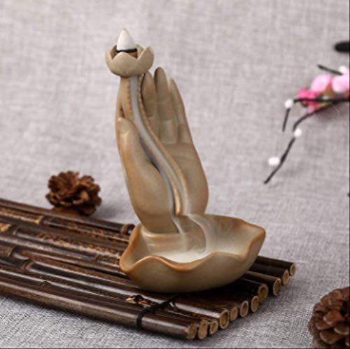 ZAAQ Lotus Buddha Mano Cerámica Reflujo Horno De Incienso Incienso Horno Incienso Sándalo Perfumado Creativo Retro Adornos para El Hogar Fabricantes Al por Mayor