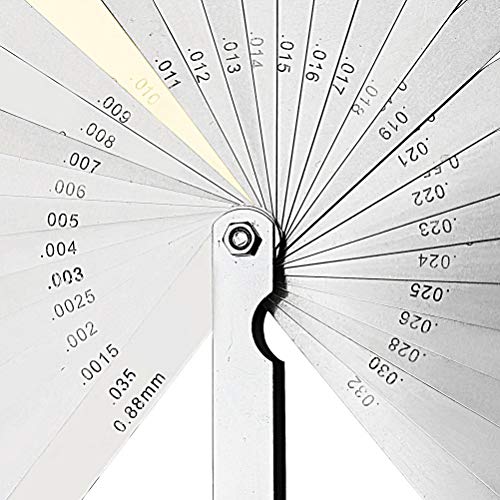 ZARRS Galga de Acero,32 Cuchillas Acero Inoxidable de Galgas Dobles Métrica Marcada y Herramienta para medir la Brecha Ancho/Espesor tamaños imperiales/métricos