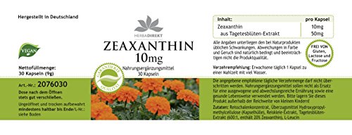 Zeaxantina 10mg – de 50mg de extracto de flor de Tagetes erecta – 30 cápsulas