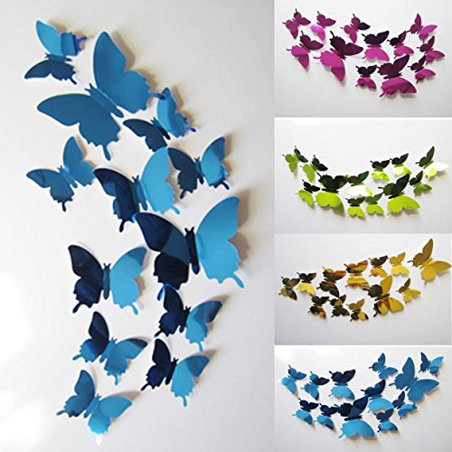 ZODOF 3D Pegatinas de Mariposa Pegatinas de Pared Etiquetas Engomadas Multicolores Mariposas Decoración de La Pared para Casa Habitación