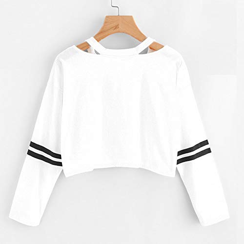 ZODOF Sudaderas Cortas para Mujer,Moda para Mujer Sudadera de Manga Larga con Cuello en V Tops Casual Blusa Contraste del Arco Iris Sudaderas Mujer Cortas Adolescente Deportiva Sweatshirt Blusa Tops