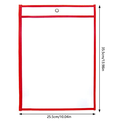 ZWOOS 10 Piezas Resuable Dry Erase Pockets Papelería Suministros, Oficina, para la Organización en el Aula y Colegio, Guardería, Ludoteca (Colores Surtidos), 35.5×25.5 cm