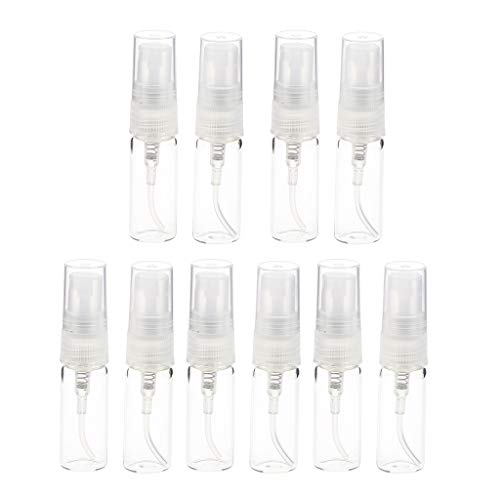 10 Unids Envase de Vidrio Botellas Recargables Perfume de Viaje Atomizador Transparentes Bomba Botellas de Spray - 3ml