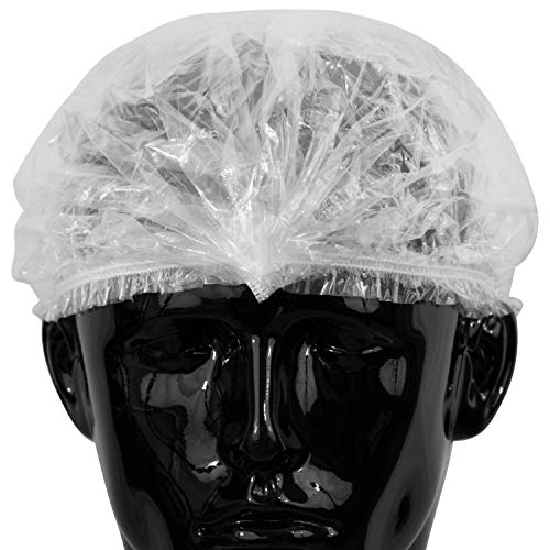 100 x Simply Direct Gorros de Ducha Impermeables Desechables. Gorros de Baño Elásticos Transparentes y Elásticos. (Clipped, Suministrado en paquetes de 100)