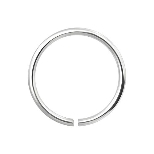 14K White Gold Calibre 20-8MM de di?Metro aro Abierto Continuo Anillo de la Nariz Nariz Piercing