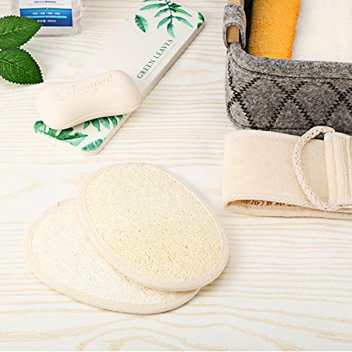 2 Piezas Depuradores de Espalda Exfoliante de Esponja Vegetal Depurador de Espalda de Correa de Luffa con Almohadilla eExfoliante de Esponja Vegetal Esponja de Baño Natural Depurador de Cuerpo