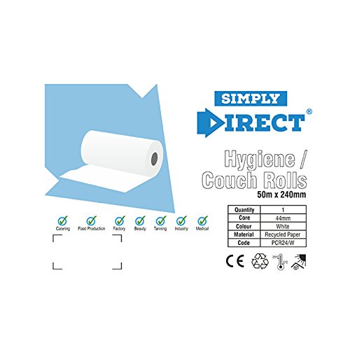 2 x Simply Direct Escritorio Blanco Masaje Sofá Cama Rollos. Rollo Higiénico 2 Capas. 24cm ancho x 50m largo