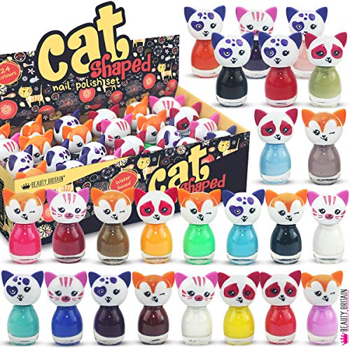 24 x Esmalte De Uñas En Forma De Gato Peel-off A Base De Agua 24 Colores Diferentes Caja De Lujo