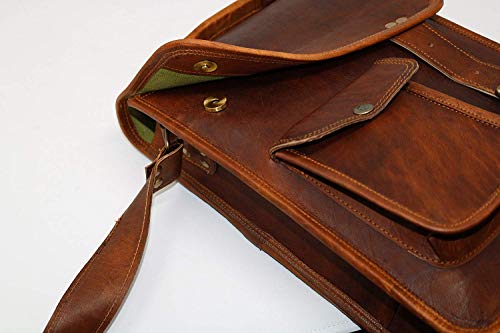 33 Cm Bolso Bandolera Laptop Bag Bolsa De Hombro Cuerpo Cruzado Grande para Mensajero Mensajeria De Cuero Piel Marron Portatil Notebook Bag College Office Hombre Y Mujer Leather Messenger Bag