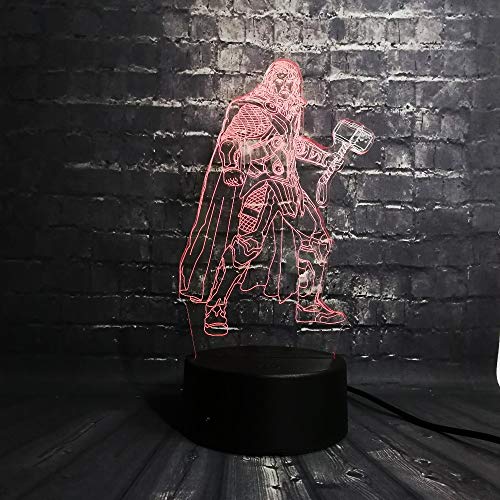 3D Luz De La Noche Del LED Thor Cartoon Marvel Avengers Figura Dormitorio Luz Del Sueño 7 Cambio De Color Niño Juguetes Para Niños