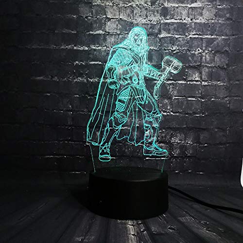 3D Luz De La Noche Del LED Thor Cartoon Marvel Avengers Figura Dormitorio Luz Del Sueño 7 Cambio De Color Niño Juguetes Para Niños