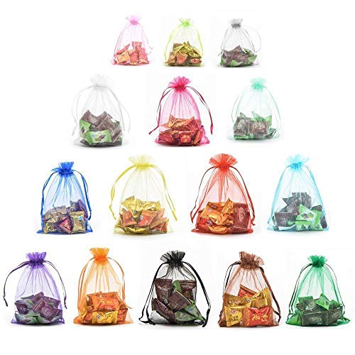 50 Piezas (10 tamaños) Bolsas de Regalo de Organza Caja Navidad Caja de Dulces de Boda Bolsas de Chocolate Bolsas de Dulces de Regalo, Rosa púrpura, 5x7 cm