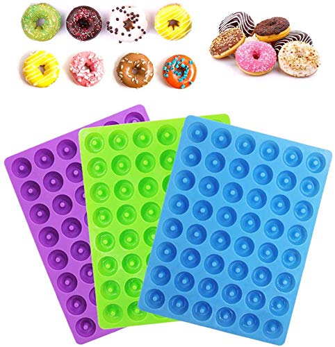 5pcs Silicona Donut Pan Molde,Molde de silicona para tartas de chocolate con forma redonda de 48 mini donuts, Molde de Jalea, Galletas y Caramelo, Hornear Pastel