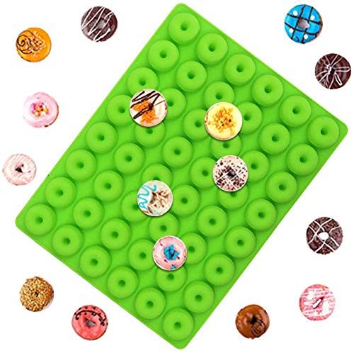 5pcs Silicona Donut Pan Molde,Molde de silicona para tartas de chocolate con forma redonda de 48 mini donuts, Molde de Jalea, Galletas y Caramelo, Hornear Pastel