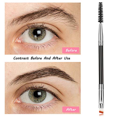 6 Piezas Duo Cepillos de Cejas Pincel de Cejas Angulado y Brocha Spoolie Mini Cepillo de Pestañas para Ceja Angulada Tintado, Apto para Gel y Crema