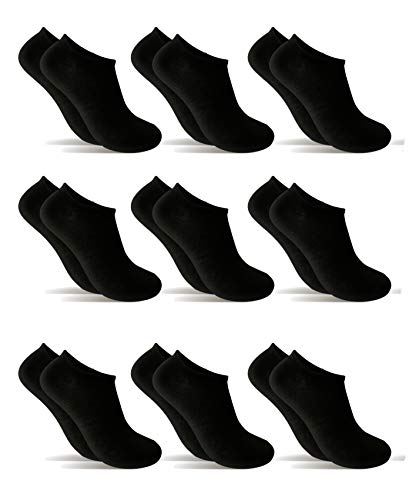 9 Pares Calcetines cortos Mujer hombre, calcetines tobillero (Negro, (40-44)