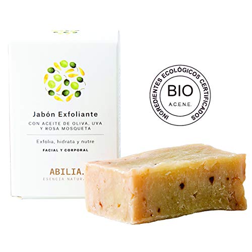 Abilia. Esencia Natural Jabón Exfoliante Suave Natural de Uso Diario Bio Ecológico Certificado, Pack de 1