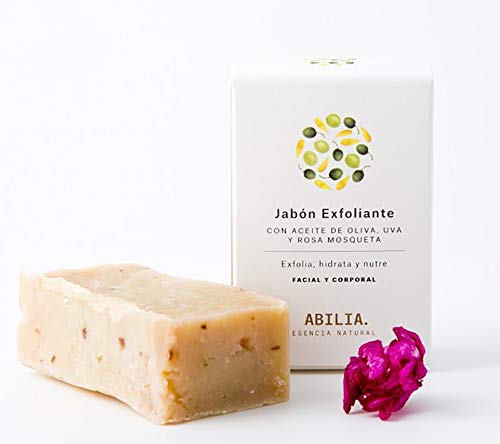 Abilia. Esencia Natural Jabón Exfoliante Suave Natural de Uso Diario Bio Ecológico Certificado, Pack de 1