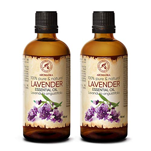 Aceite Esencial de Lavanda 2 x 100ml - Oleum Lavandulae - Bulgaria - 100% Puro - para Dormir Bien - Belleza - Bienestar - Aromaterapia - Relajación - Aroma de la Habitación - Lámpara de Aroma