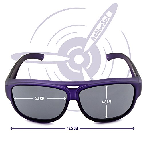 ActiveSol SOBREGAFAS DE SOL de diseño| Gafas de aviador | Sobregafas de sol con protección UV400 | polarizadas | 24 gramos (Violeta)